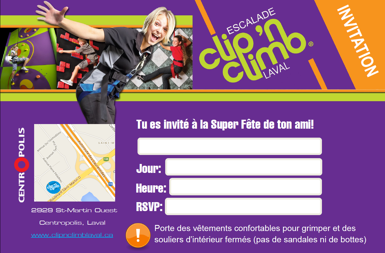 Photo Carte d'invitation - Clip 'n Climb